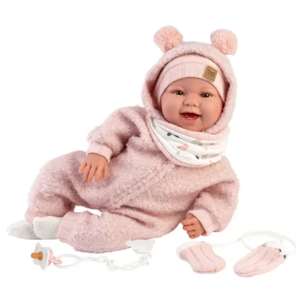 Llorens: Tala Sonrisas bambola neonato da 44 cm con suoni in tutina rosa immagine 3