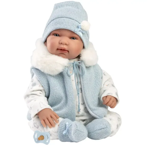 Llorens: Tino neonato di 44 cm con ciuccio e gilet con cappuccio immagine 3