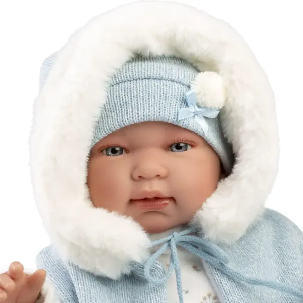 Llorens: Tino neonato di 44 cm con ciuccio e gilet con cappuccio immagine 4