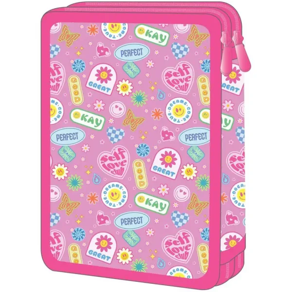 Luna: Astuccio a due piani Must Team Good Vibes con smiley, completo di accessori immagine 2