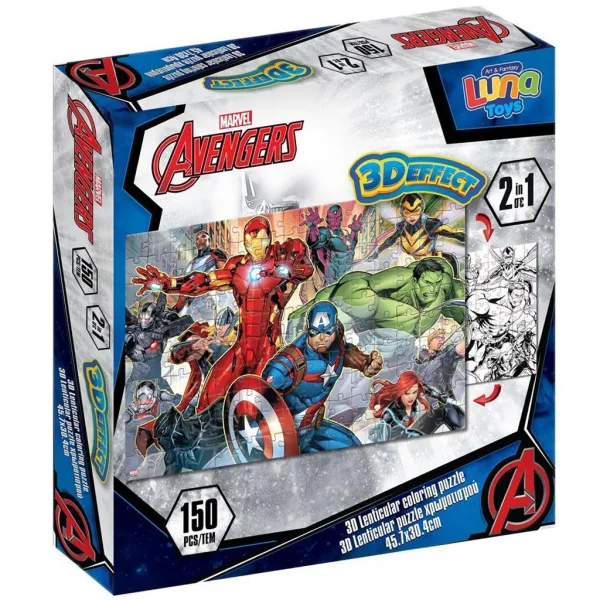 Luna: Avengers 2 in 1 puzzle 3D colorabile da 150 pezzi immagine 1