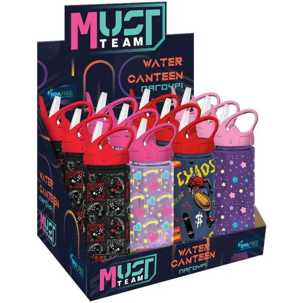 Luna: Bottiglia di plastica con cannuccia, decorata con motivo Must Team, disponibile in diverse varianti, 500 ml, 1 pezzo immagine 1