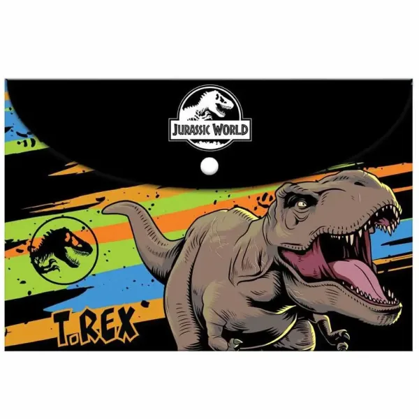 Luna: Cartella portadocumenti in plastica con bottoni Jurassic World, formato A4 immagine 1