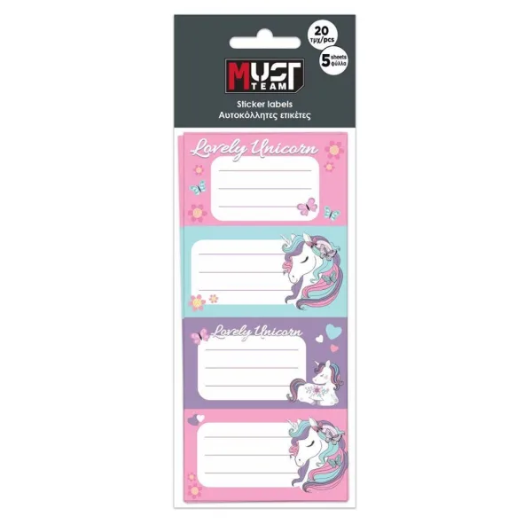 Luna: Etichette adesive per quaderni con motivo Team Unicorno, confezione da 20 pezzi immagine 1