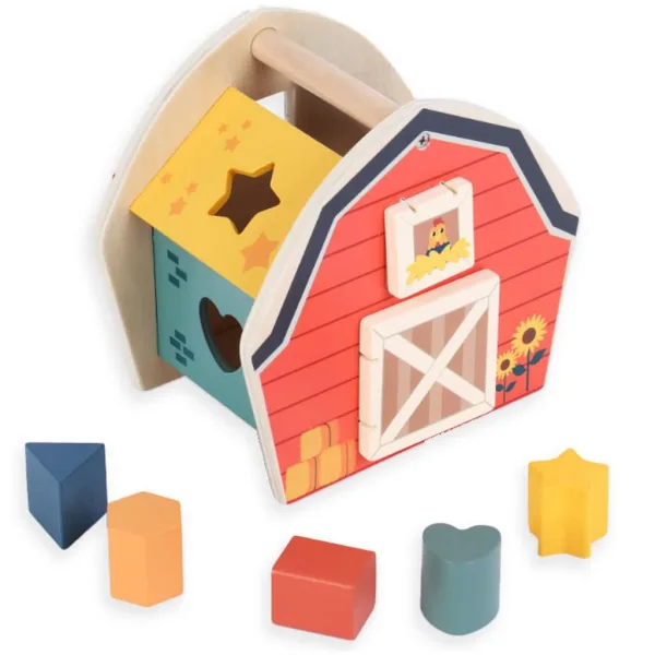 Luna: Gioco educativo in legno a forma di casetta con selezionatore di forme colorato immagine 2