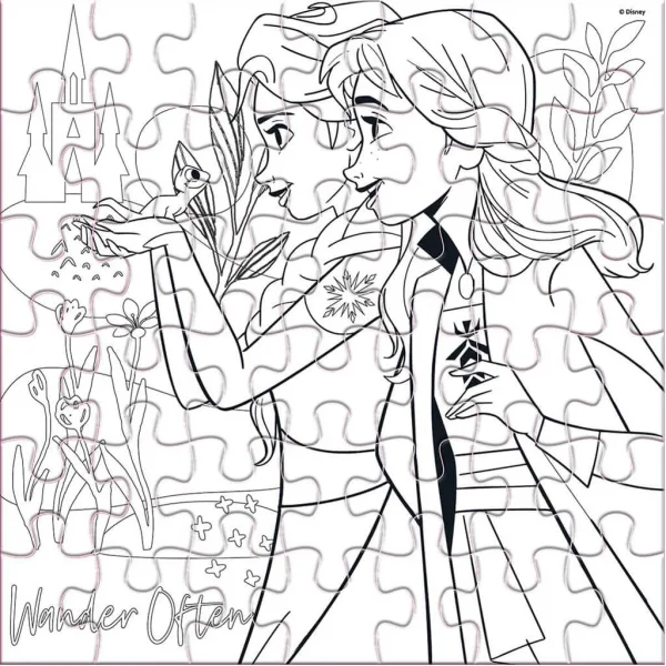 Luna: Puzzle da colorare da 42 pezzi con le sorelle di Frozen 2 immagine 3