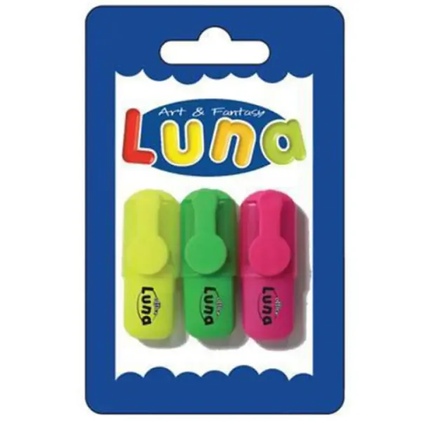 Luna: Set di 3 mini evidenziatori colorati immagine 1