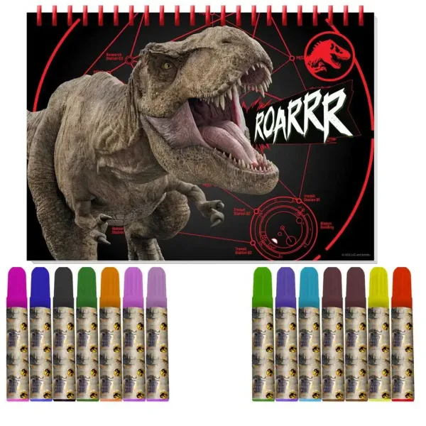Luna: Set di colorazione Jurassic World con stencil e adesivi 54x47cm immagine 2