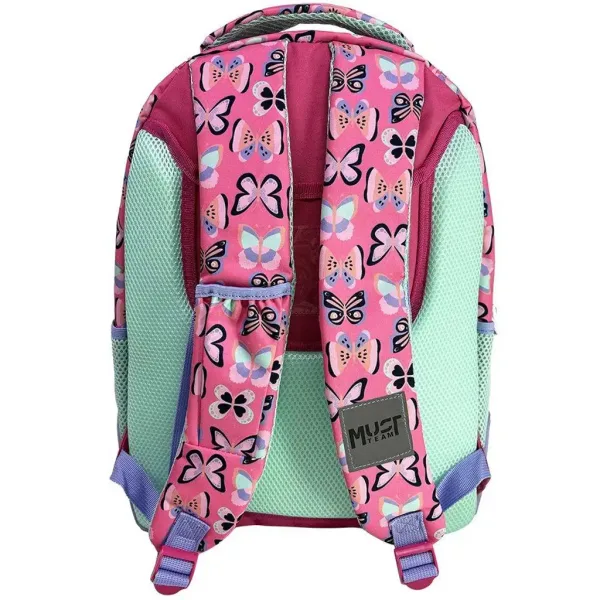 Luna: Zaino scolastico Must Team con farfalle, angoli arrotondati, 3 scomparti, 32x18x43 cm immagine 2