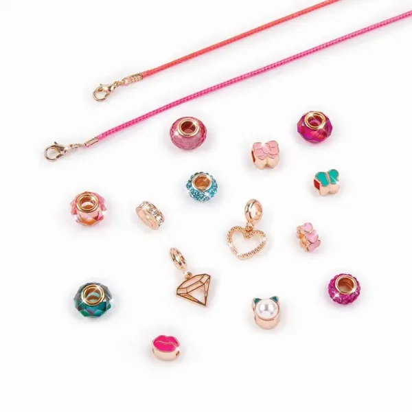 Make It Real: Creazione di gioielli, braccialetti con charm halo in contenitore rosa immagine 3