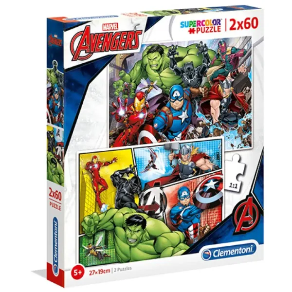 Marvel Avengers Supercolor 2 in 1 puzzle 2x60 pezzi - Clementoni immagine 1