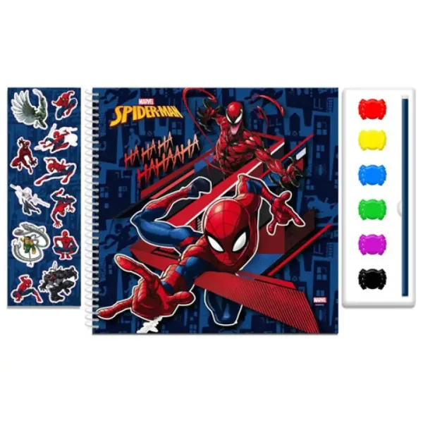 Marvel: Libro da colorare di Spider-Man con acquerelli e adesivi immagine 2