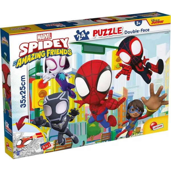 Marvel Spidey 2 in 1 puzzle da 24 pezzi e album da colorare 35x25 cm - Lisciani immagine 1