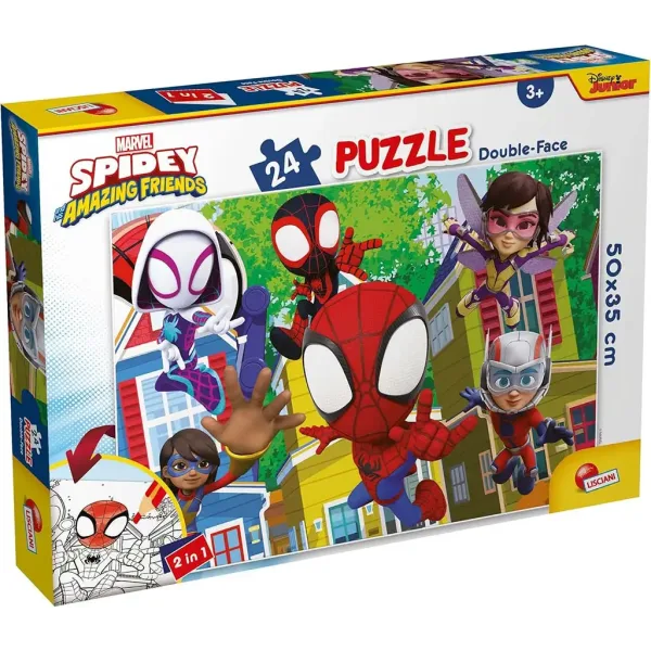 Marvel Spidey e la sua squadra 2 in 1 puzzle da 24 pezzi e libro da colorare 50x35 cm - Lisciani immagine 1