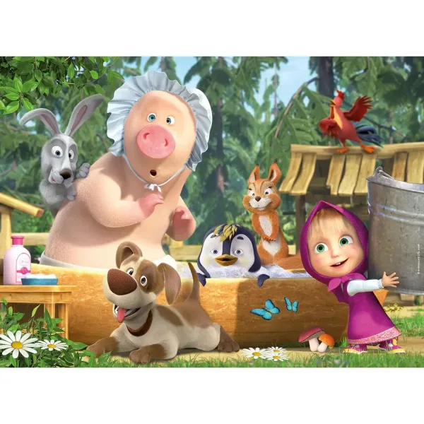 Masha e l’orso bagno puzzle maxi da pavimento 24 pezzi 70x50cm - Lisciani immagine 2