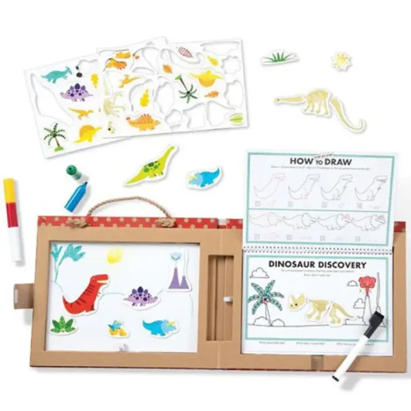 Melissa & Doug: Set da disegno cancellabile e creativo magnetico con dinosauri immagine 2