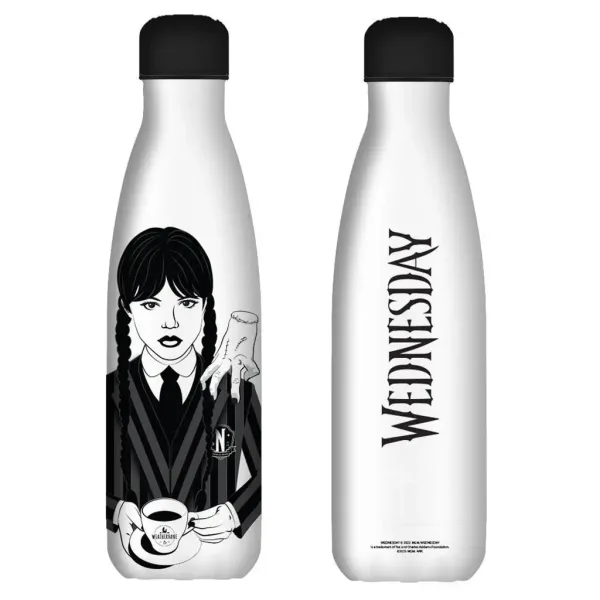 Mercoledì: Borraccia termica in acciaio inossidabile 500ml colore bianco immagine 2