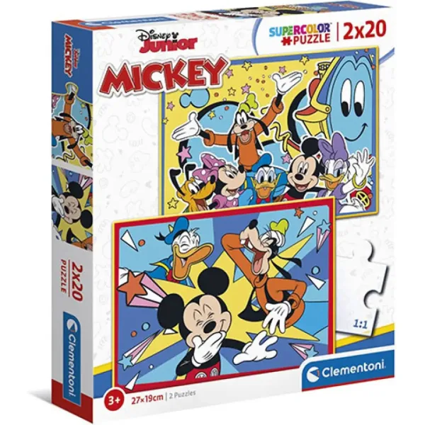 Mickey Mouse e i suoi amici Supercolor 2 in 1 puzzle 2x20 pezzi - Clementoni immagine 1