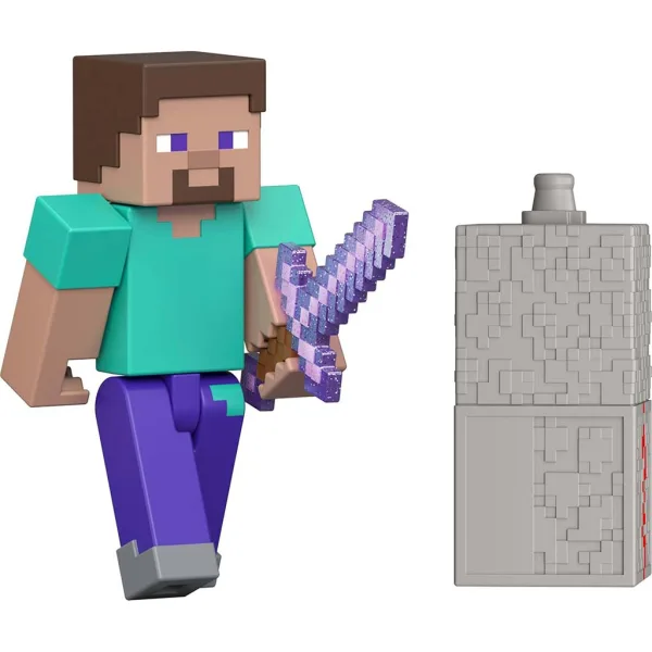 Minecraft: Personaggio giocattolo Steve con accessori - Mattel immagine 2