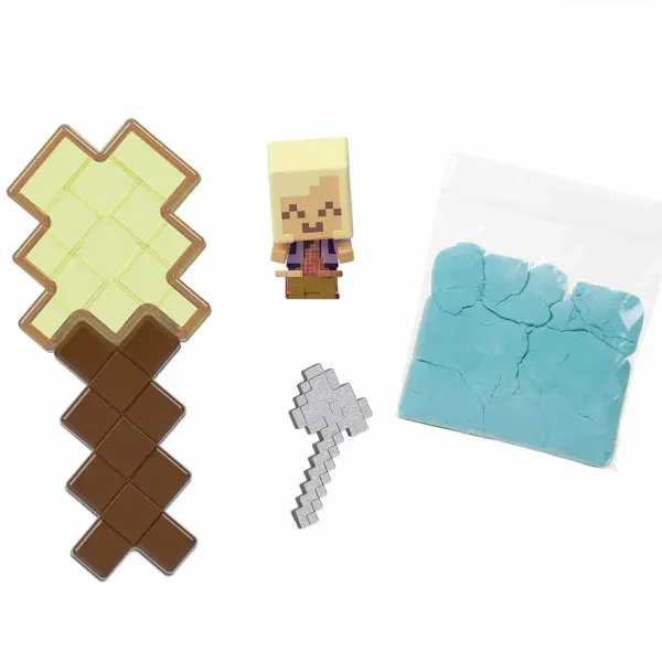 Minecraft: Svela Minifigura del Marinaio Biondo in un Contenitore a Forma di Spada Gialla - Mattel immagine 6