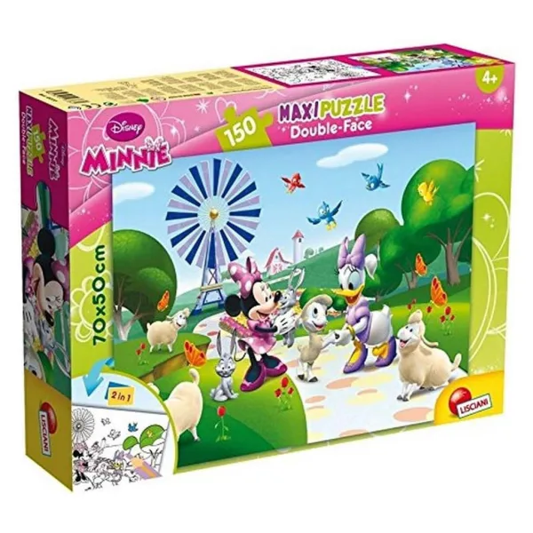 Minnie Mouse 2 in 1 maxi puzzle da 150 pezzi e libro da colorare 70x50 cm - Lisciani immagine 1