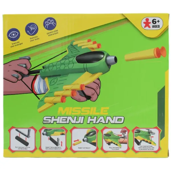 Missile Hand: Arma sparasponge a forma di aereo con proiettili e bersagli 23cm immagine 6