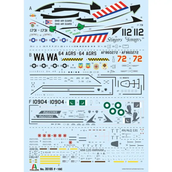 Modellino di aereo da caccia Italeri 1/48 F-16C Fighting Falcon immagine 2