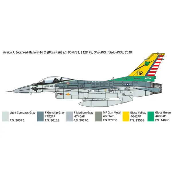 Modellino di aereo da caccia Italeri 1/48 F-16C Fighting Falcon immagine 3