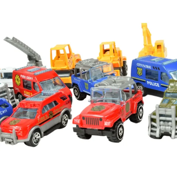 Modello di Auto: Set di veicoli di servizio pubblico da 16 pezzi, inclusi ambulanza, vigili del fuoco, militari e macchine da lavoro immagine 10