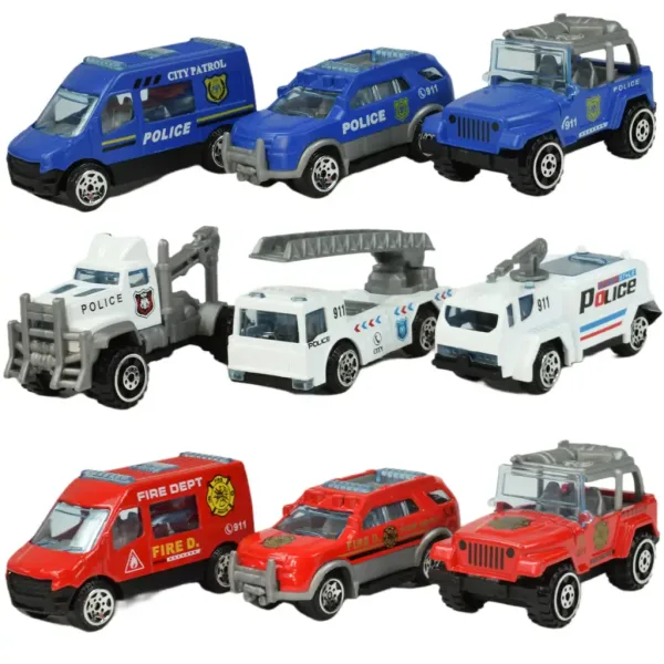 Modello di Auto: Set di veicoli di servizio pubblico da 16 pezzi, inclusi ambulanza, vigili del fuoco, militari e macchine da lavoro immagine 7