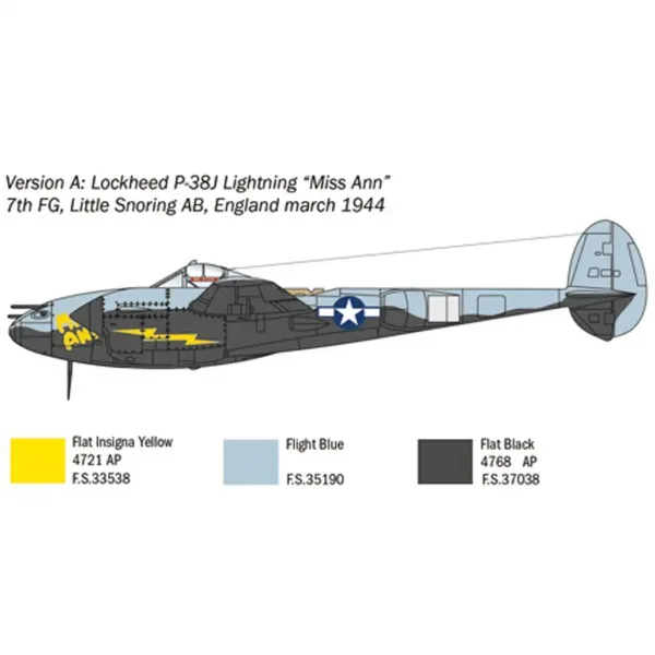 Modello di aereo Italeri 1/72 P-38J Lightning immagine 3