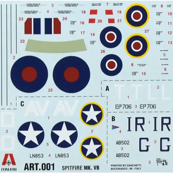Modello di aereo da caccia Italeri 1/72 Spitfire Mk. Vb immagine 2