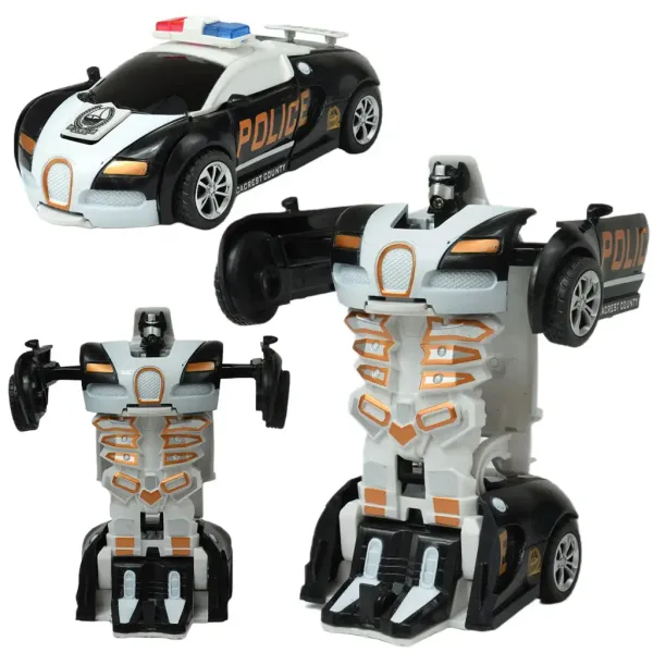 Modello di auto: Bugatti Veyron auto della polizia a volano trasformabile in robot, disponibile in diverse varianti, 13 cm, 1 pezzo immagine 2