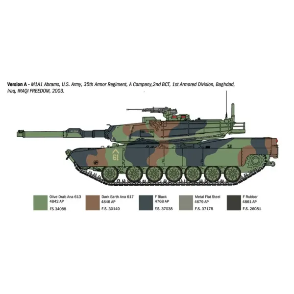 Modello di carro armato M1A1 Abrams Italeri 1/35 immagine 3