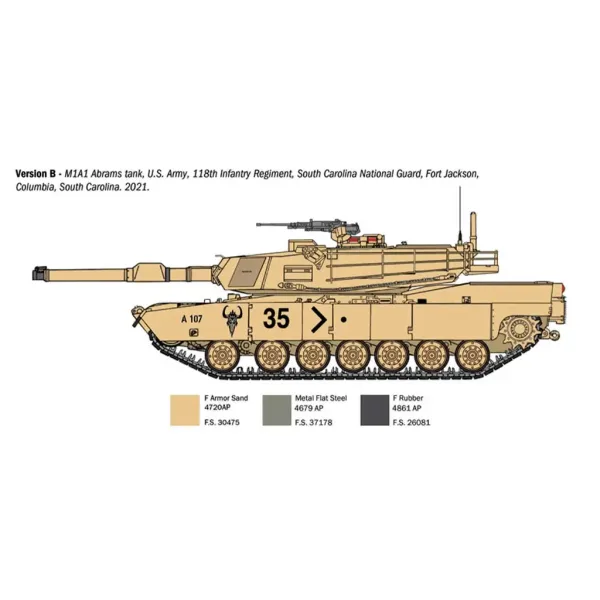 Modello di carro armato M1A1 Abrams Italeri 1/35 immagine 4