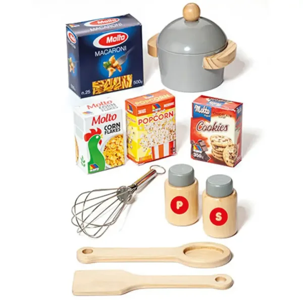 Molto: Grande cucina giocattolo in legno Nature con set di 10 accessori immagine 2