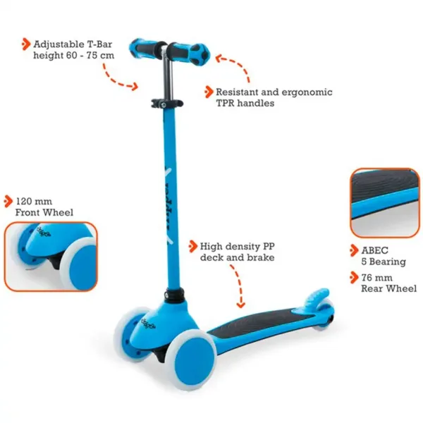 Monopattino a tre ruote blu On and Go - Mondo Toys immagine 2