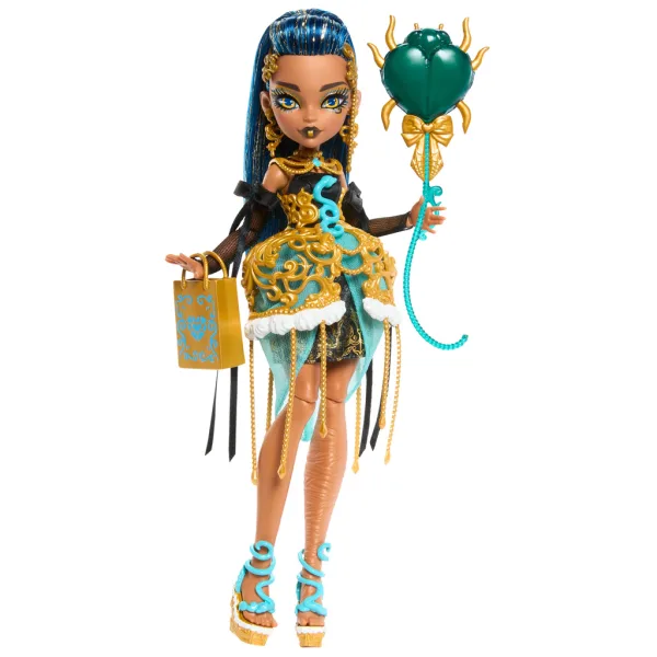 Monster High: Compleanno Dolcemente Spaventoso – Bambola Cleo De Nile con palloncino e regalo - Mattel immagine 2