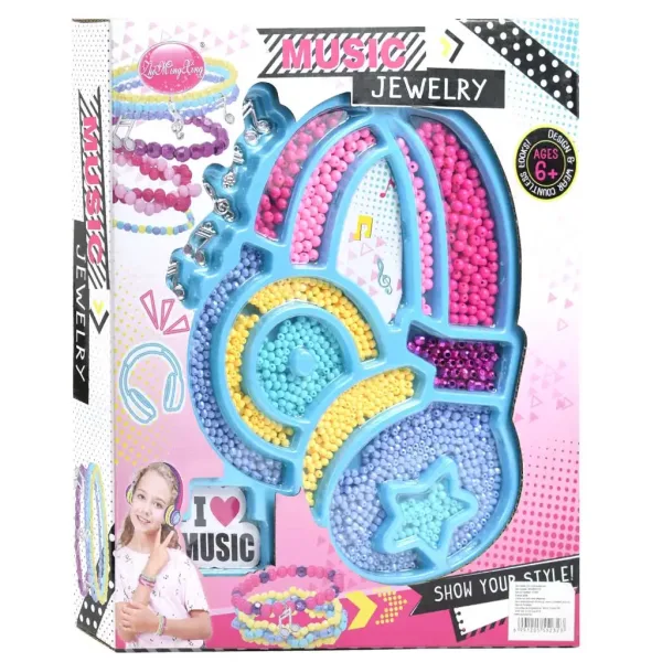 Mostra il tuo stile: Set per creare gioielli con perline in una custodia a forma di cuffie con oltre 200 perline colorate e accessori immagine 1