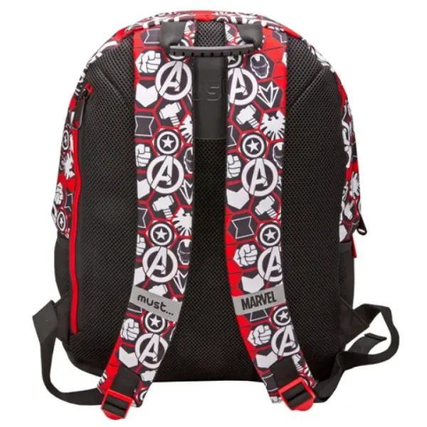 Must: Zaino scolastico Avengers nero-rosso, zaino 32x18x43cm immagine 2