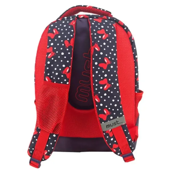 Must: Zaino scolastico Minnie Mouse blu scuro-rosso, zaino 32x18x43cm immagine 2
