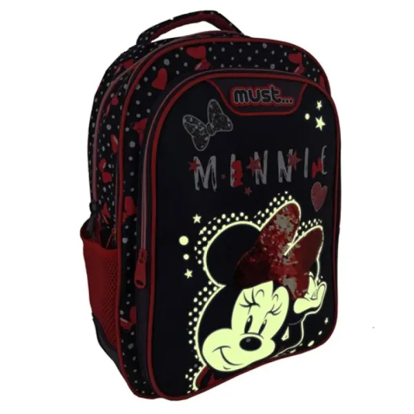 Must: Zaino scolastico Minnie Mouse blu scuro-rosso, zaino 32x18x43cm immagine 3