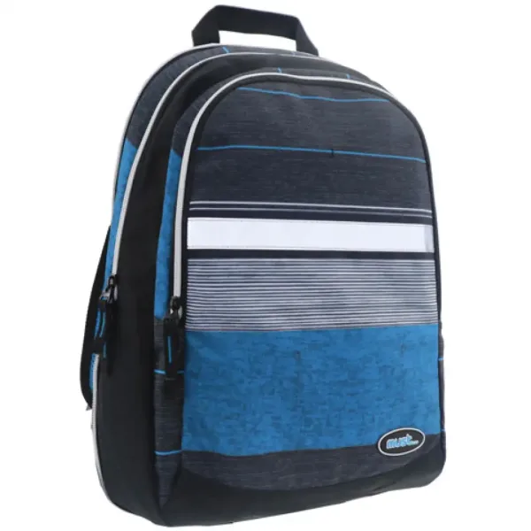 Must: Zaino scolastico a quattro scomparti 2 in 1 blu-nero, 47x25x33cm immagine 3