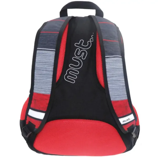 Must: Zaino scolastico a quattro scomparti 2 in 1 rosso-nero, 47x25x33cm immagine 2
