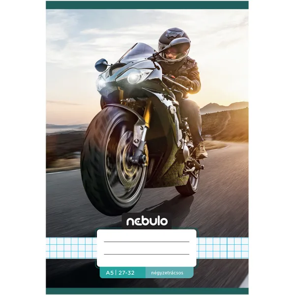 Nebulo: Quaderno a quadretti formato A/5 27-32 con copertina stampata a tema moto da corsa immagine 1