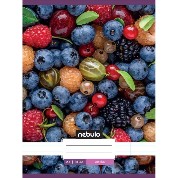 Nebulo: Quaderno a righe formato A/4, 81-32, con copertina decorata a frutta, rilegatura con punti metallici immagine 1