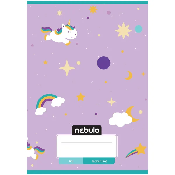 Nebulo: Quaderno per compiti A/5 rilegato con graffette, motivo unicorno immagine 1