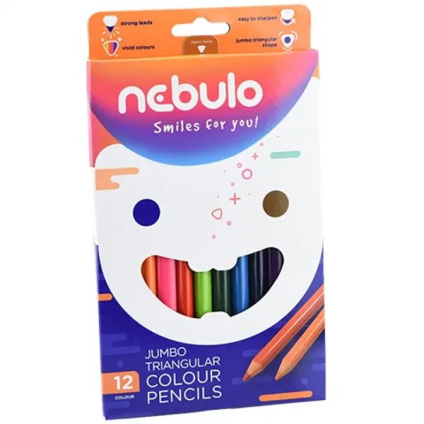 Nebulo: Set di matite colorate a forma di triangolo Jumbo, confezione da 12 pezzi immagine 1