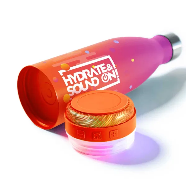 Nebulo: borraccia termica 460 ml con altoparlante Bluetooth integrato, colore rosa-arancione immagine 2