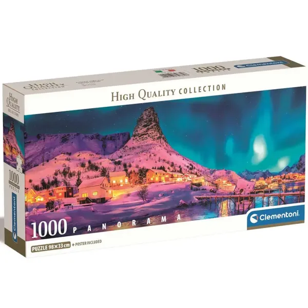 Notte invernale colorata puzzle panoramico HQC da 1000 pezzi 98x33cm - Clementoni immagine 1